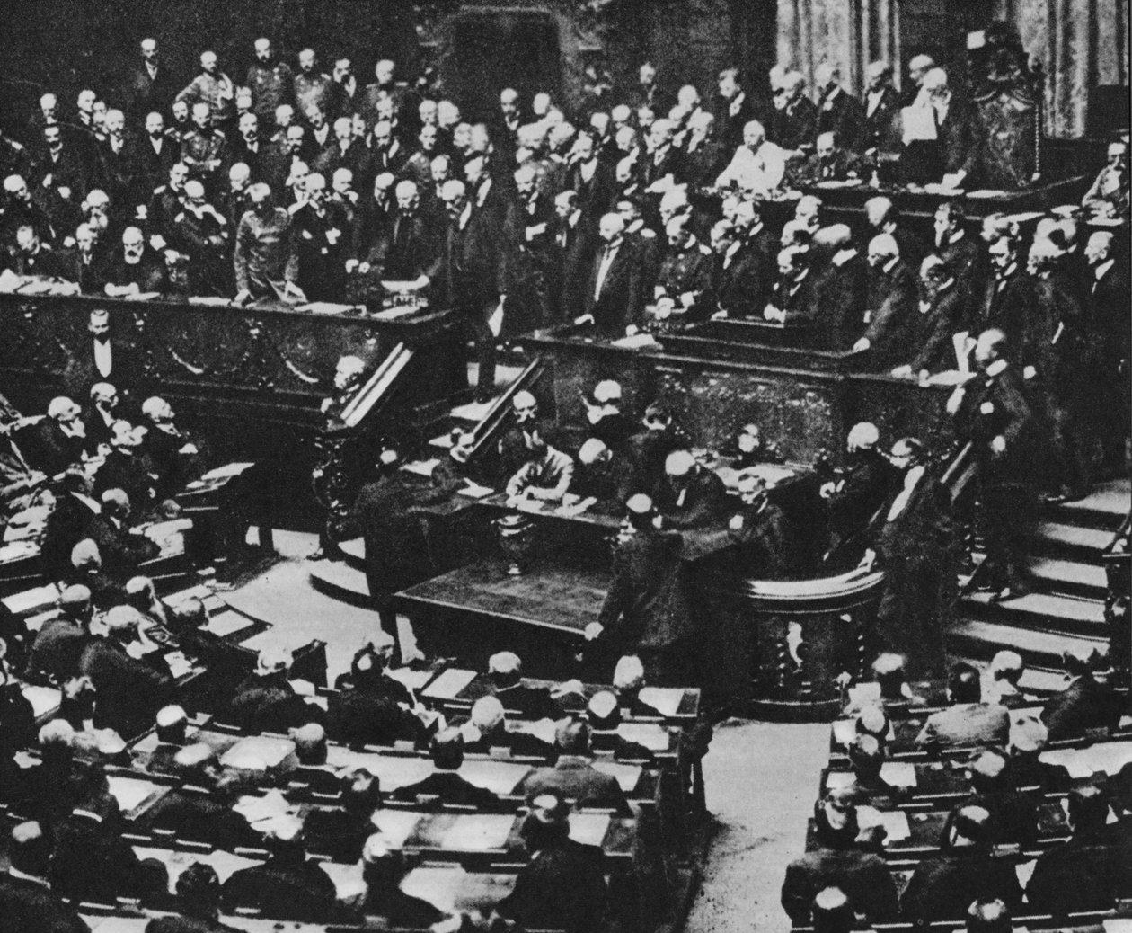 Photographer German Germanys declaration of war on France 3 August 1914 in the Reichstag bw photo MeisterDrucke 1060040