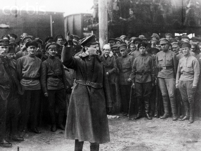 Leon Trotsky, a Russian leader of the Bolshevik Revolution. --- Image by © Underwood & Underwood/Corbis